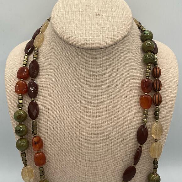 Premier Designs Mango Long Beaded 54" inch Chunky Autumn Boho Necklace New - Picture 3 of 6